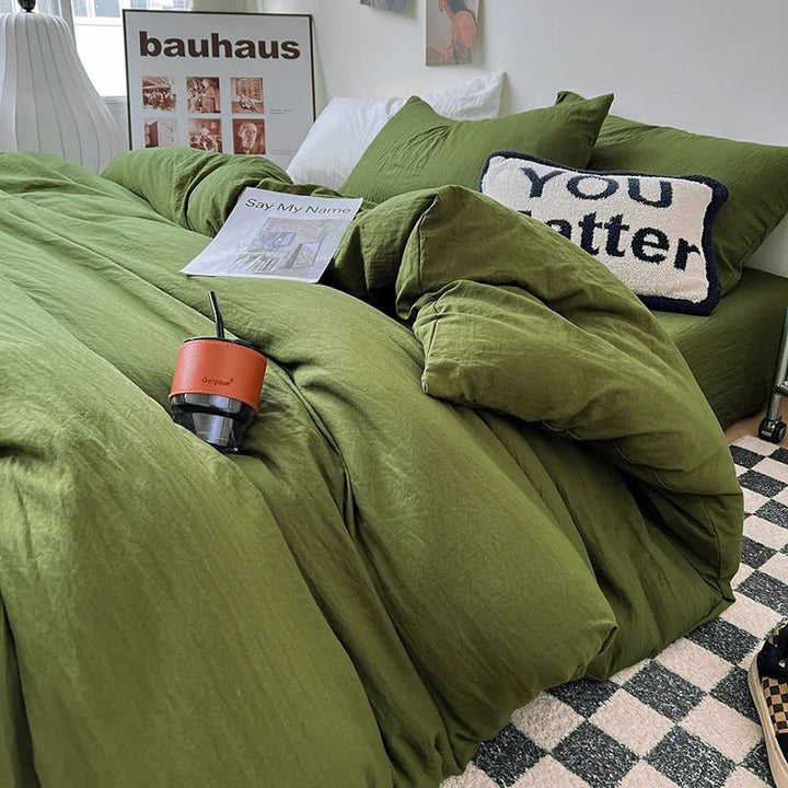 Rynx | Crumpled Solid Color Bedding Set