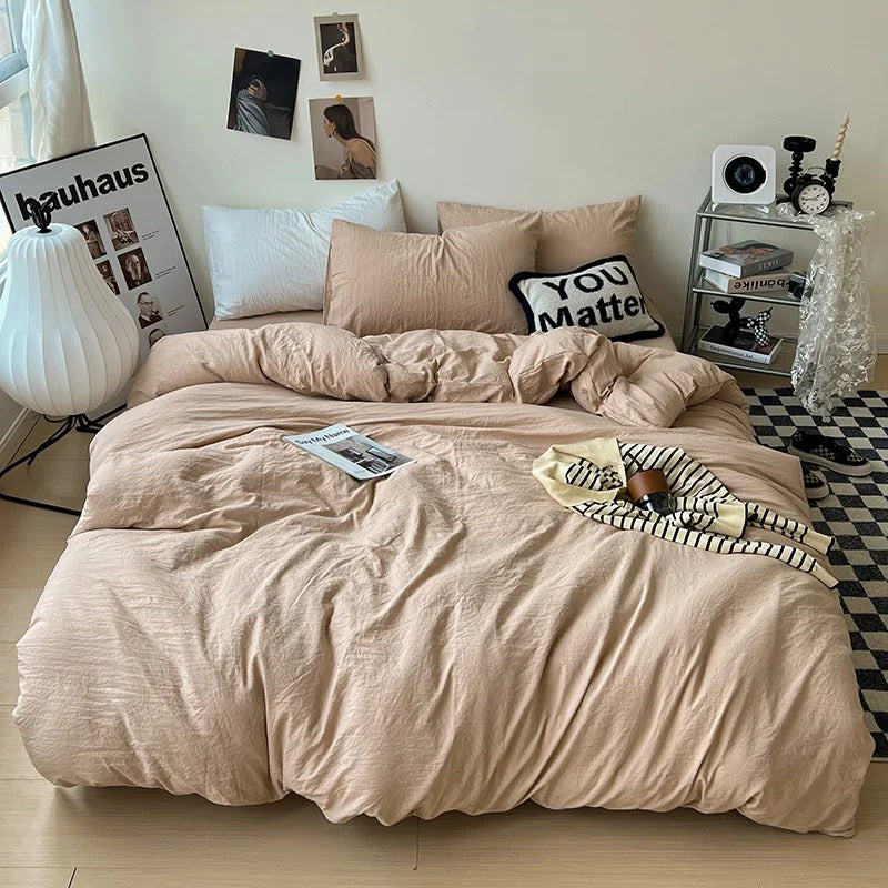 Rynx | Crumpled Solid Color Bedding Set