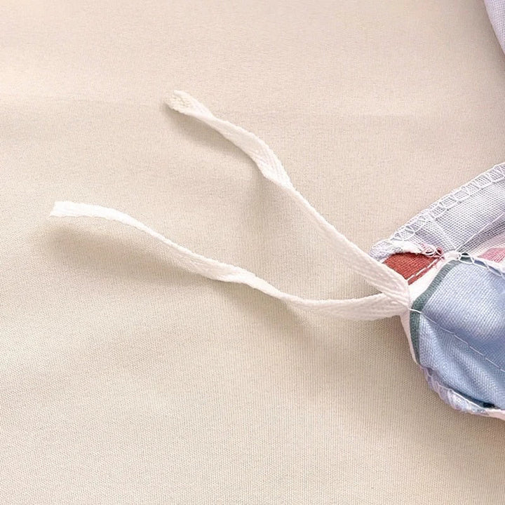 Rynx | Minimalistic Red Striped Light Blue Bedding Set