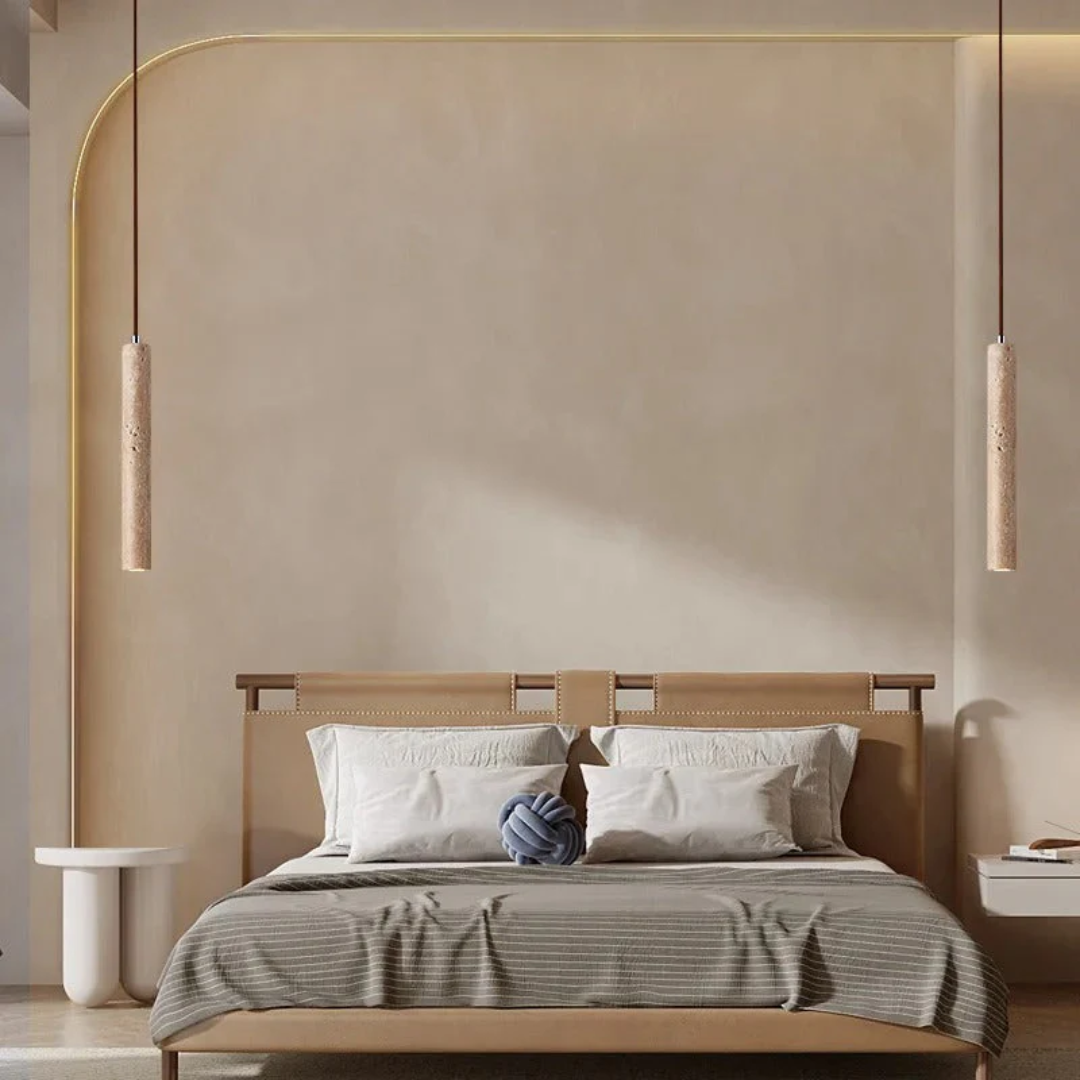 Lisslune | Minimalist Travertine Wabi-Sabi Style LED Chandelier - LumoLine