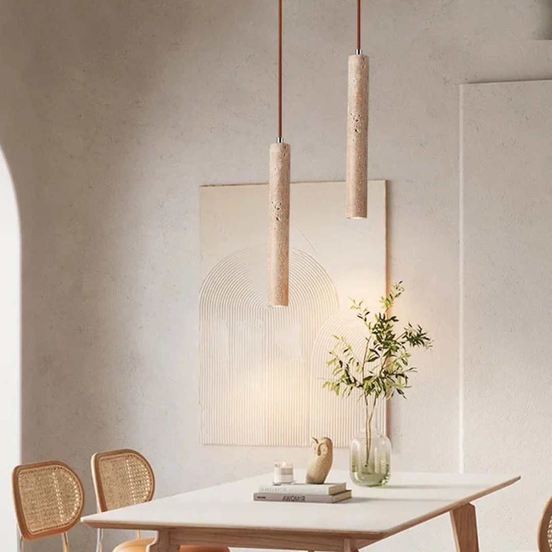 Lisslune | Minimalist Travertine Wabi-Sabi Style LED Chandelier - LumoLine