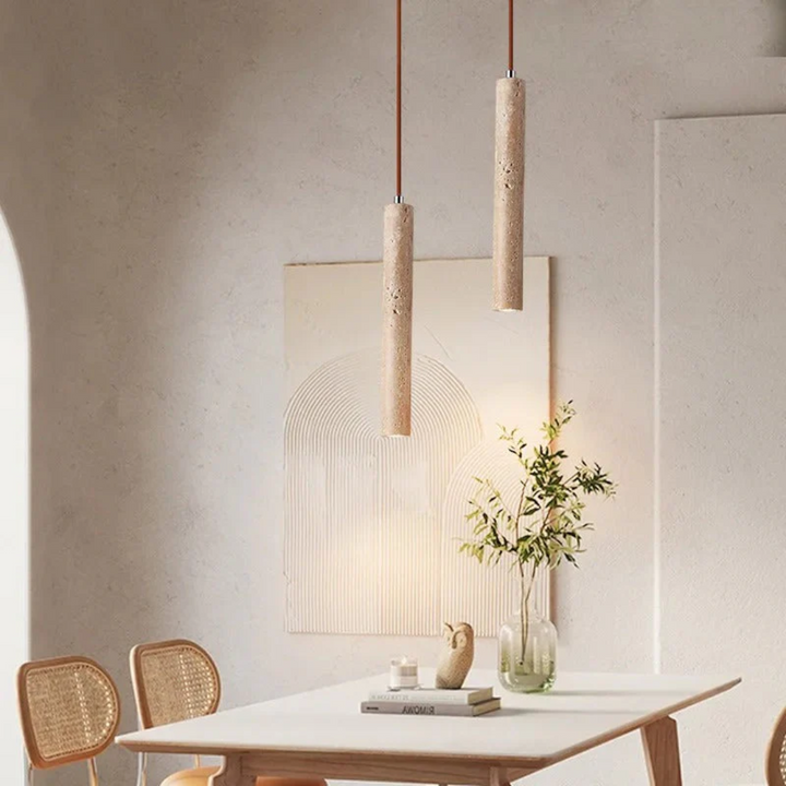 Lisslune | Minimalist Travertine Wabi-Sabi Style LED Chandelier - LumoLine