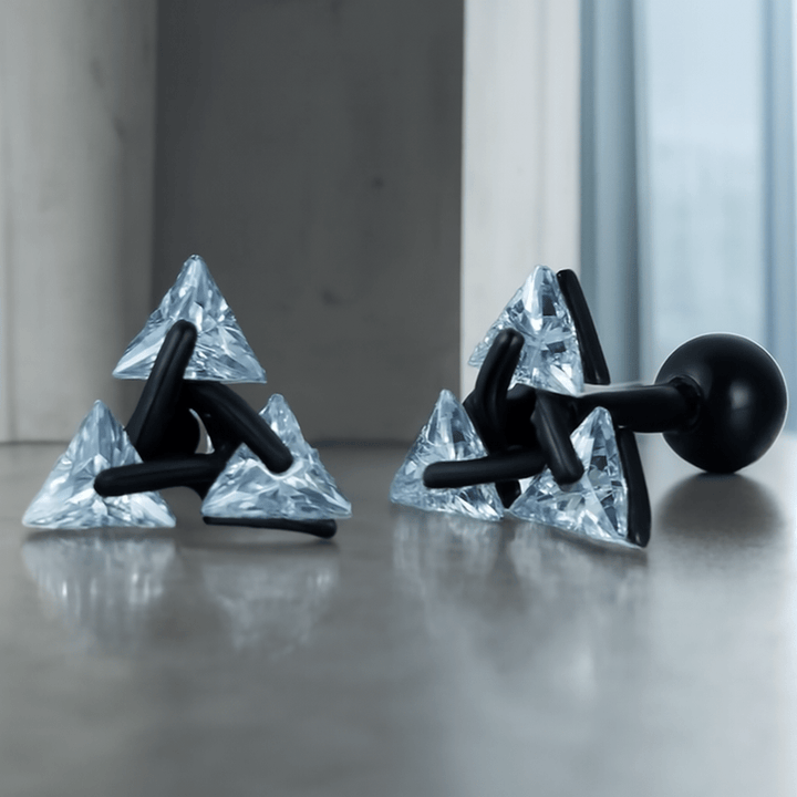 Lisslune | AXIS – Silver Triangle Studs for a Modern, Chic Look