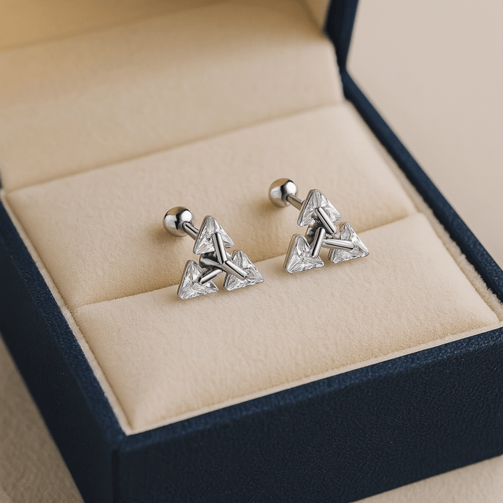 Lisslune | AXIS – Silver Triangle Studs for a Modern, Chic Look