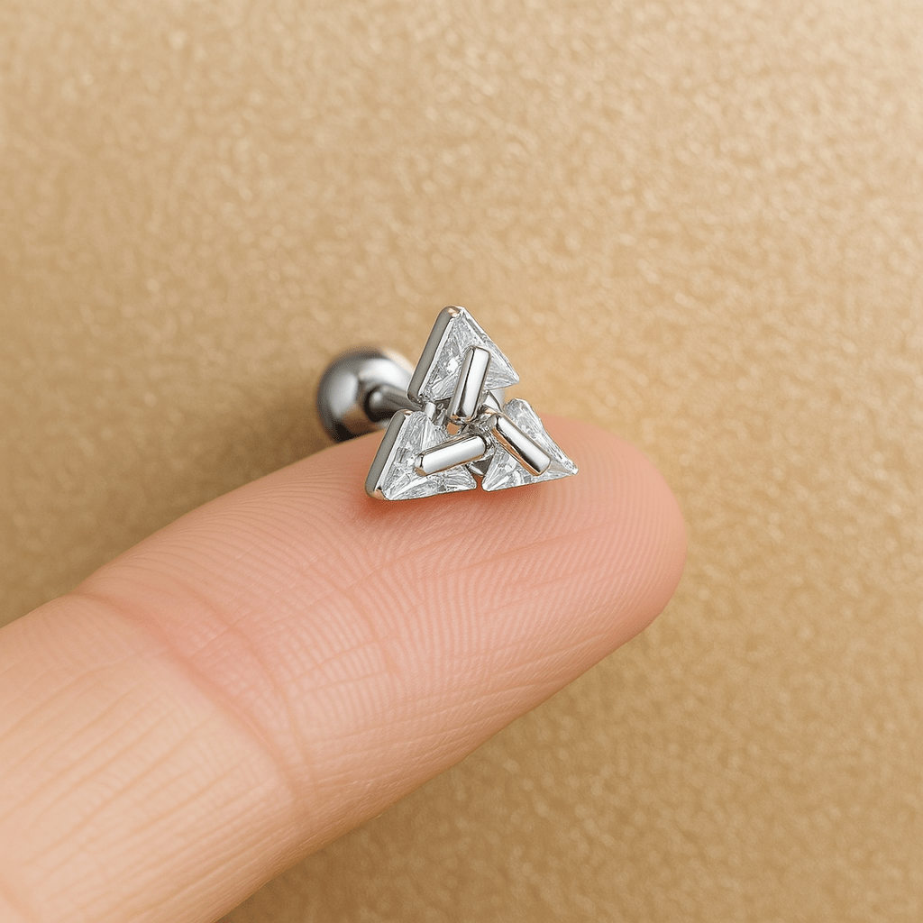 Lisslune | AXIS – Silver Triangle Studs for a Modern, Chic Look