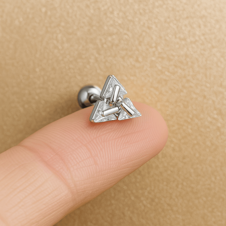 Lisslune | AXIS – Silver Triangle Studs for a Modern, Chic Look