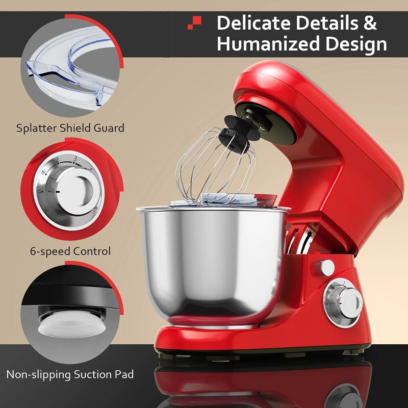 Lisslune | Powerful 6-Speed Stand Mixer with 5.3Qt Stainless Steel Bowl and Versatile Attachments