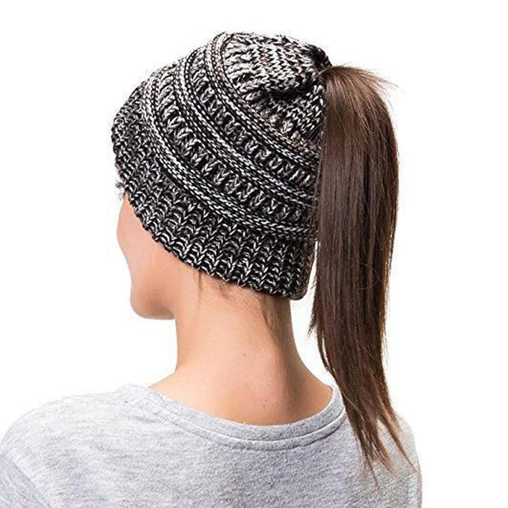 Lisslune | Women’s Soft Knit Ponytail Beanie – Casual Winter Hat