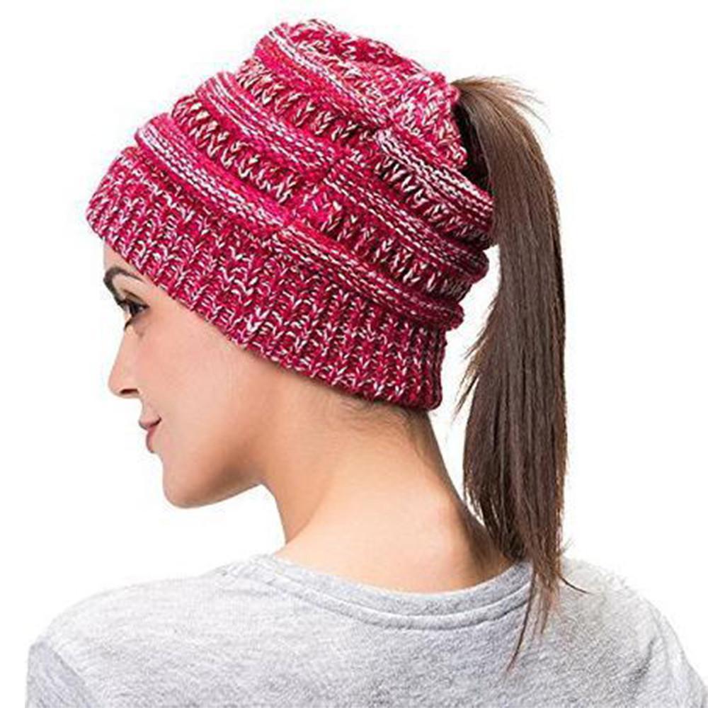 Lisslune | Women’s Soft Knit Ponytail Beanie – Casual Winter Hat