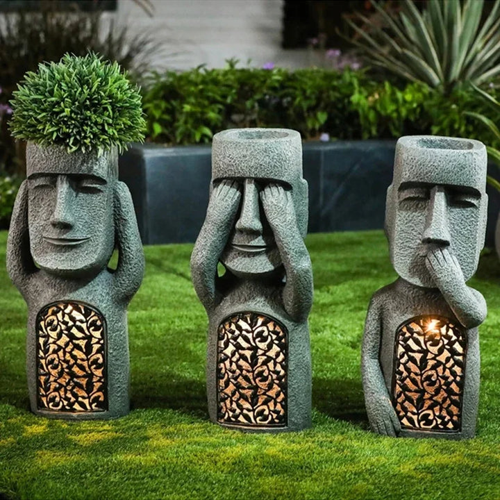Lisslune | MoaiGlow Easter Island Planter Statue with LED Light