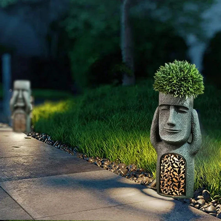 Lisslune | MoaiGlow Easter Island Planter Statue with LED Light