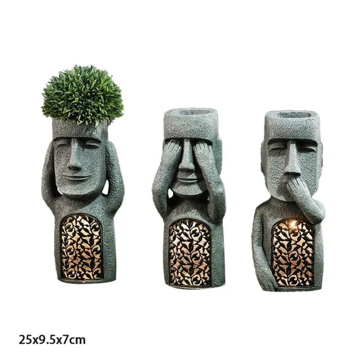 Lisslune | MoaiGlow Easter Island Planter Statue with LED Light