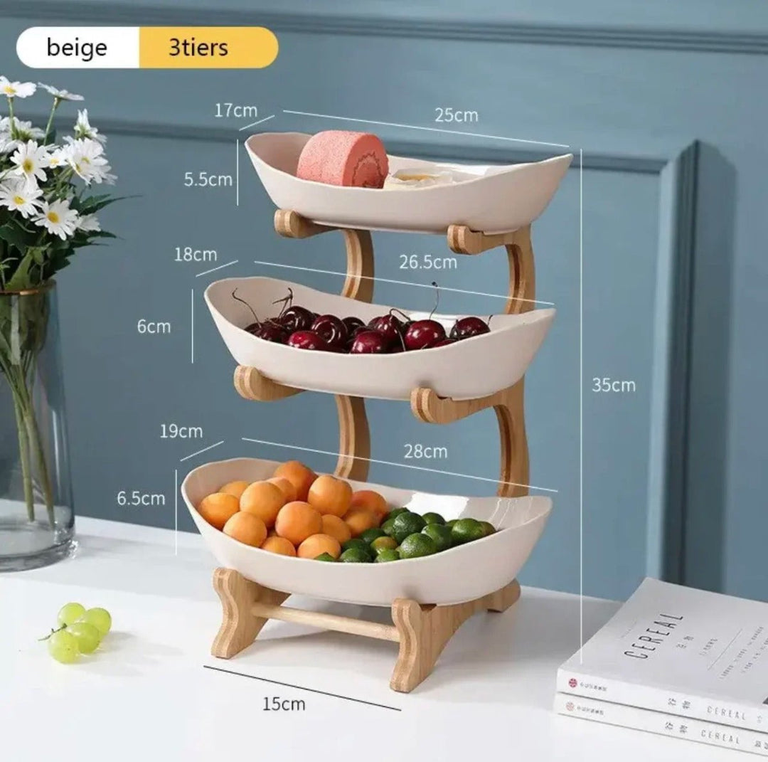 Lisslune | BambuNest – Modern Bamboo Fruit Basket with Removable Trays & Multi-Tier Design