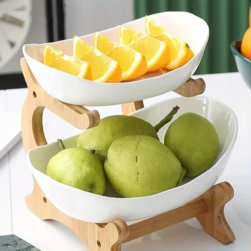 Lisslune | BambuNest – Modern Bamboo Fruit Basket with Removable Trays & Multi-Tier Design