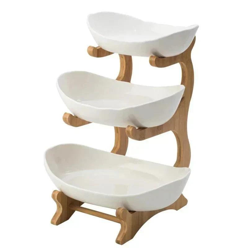 Lisslune | BambuNest – Modern Bamboo Fruit Basket with Removable Trays & Multi-Tier Design