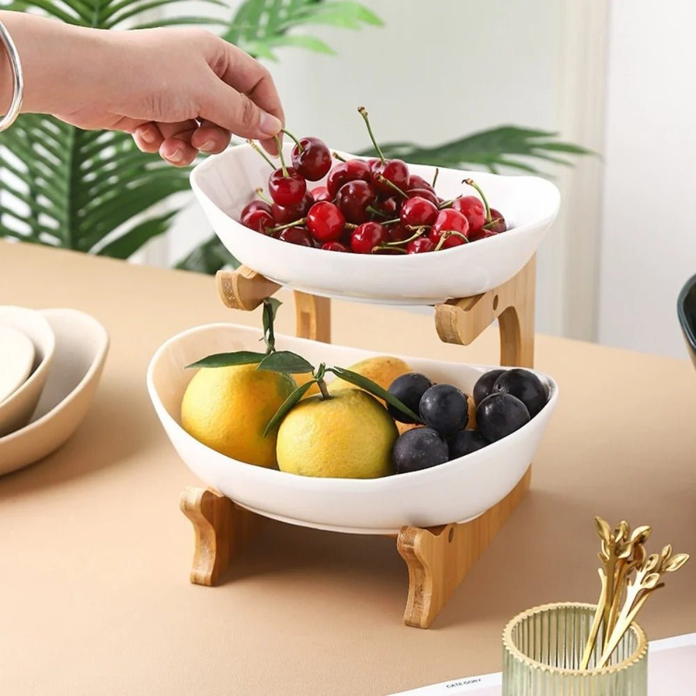 Lisslune | BambuNest – Modern Bamboo Fruit Basket with Removable Trays & Multi-Tier Design