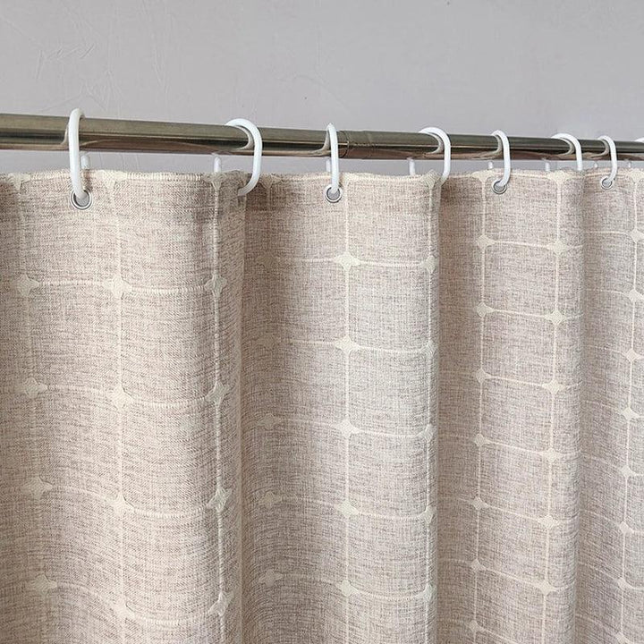 Lisslune | Modern Jacquard Linen Shower Curtain with Tassels (1 pcs) │ For Nordic Bathroom Decoration