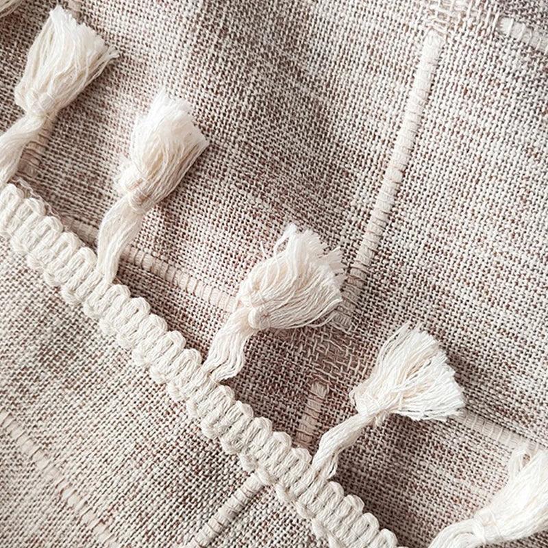 Lisslune | Modern Jacquard Linen Shower Curtain with Tassels (1 pcs) │ For Nordic Bathroom Decoration