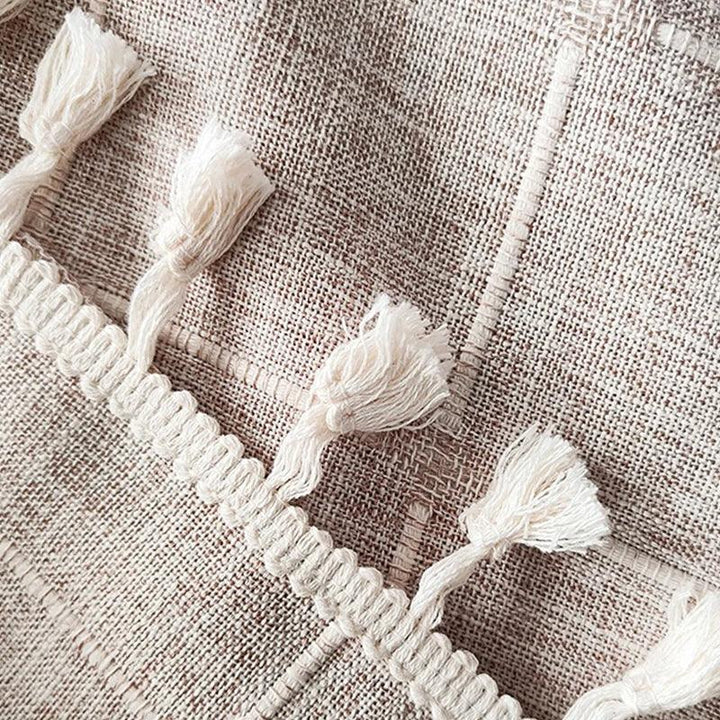 Lisslune | Modern Jacquard Linen Shower Curtain with Tassels (1 pcs) │ For Nordic Bathroom Decoration