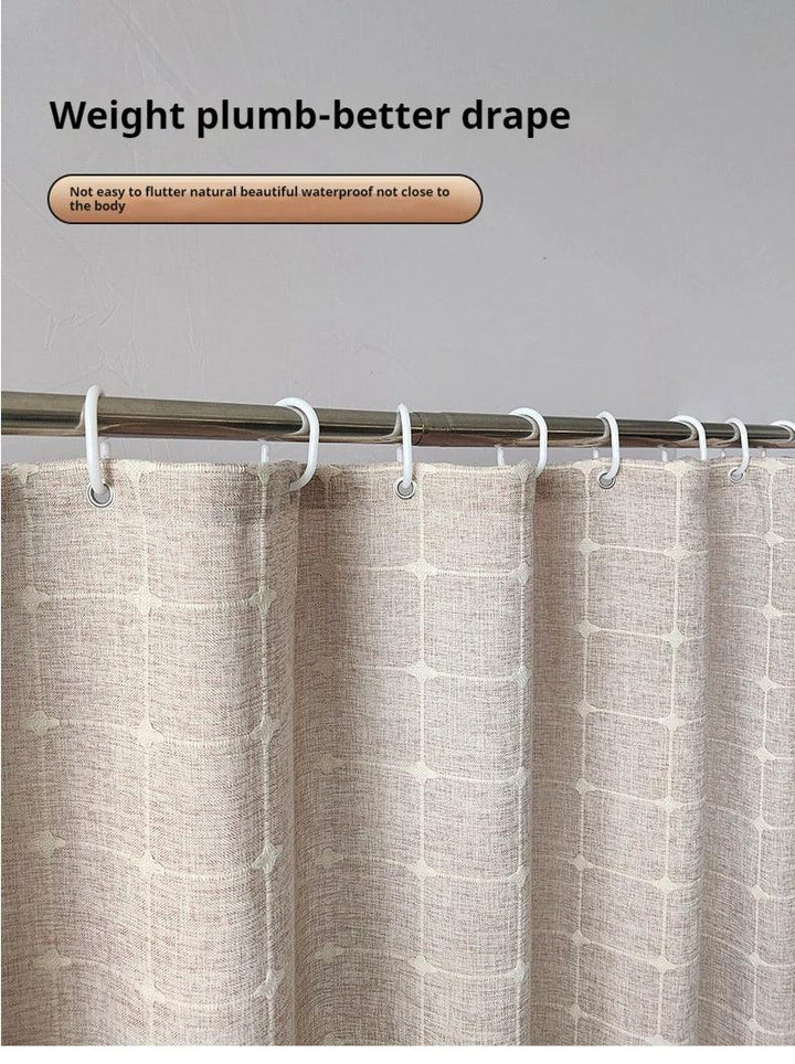 Lisslune | Modern Jacquard Linen Shower Curtain with Tassels (1 pcs) │ For Nordic Bathroom Decoration