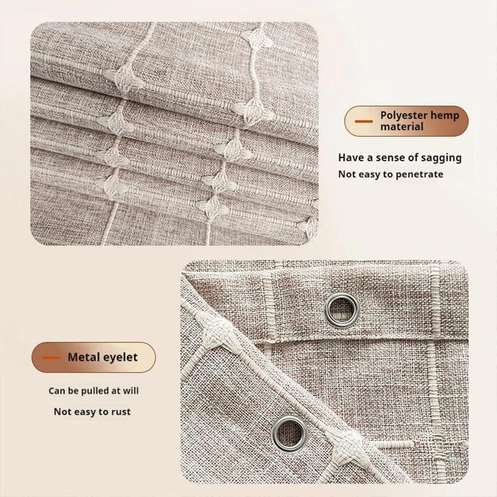 Lisslune | Modern Jacquard Linen Shower Curtain with Tassels (1 pcs) │ For Nordic Bathroom Decoration