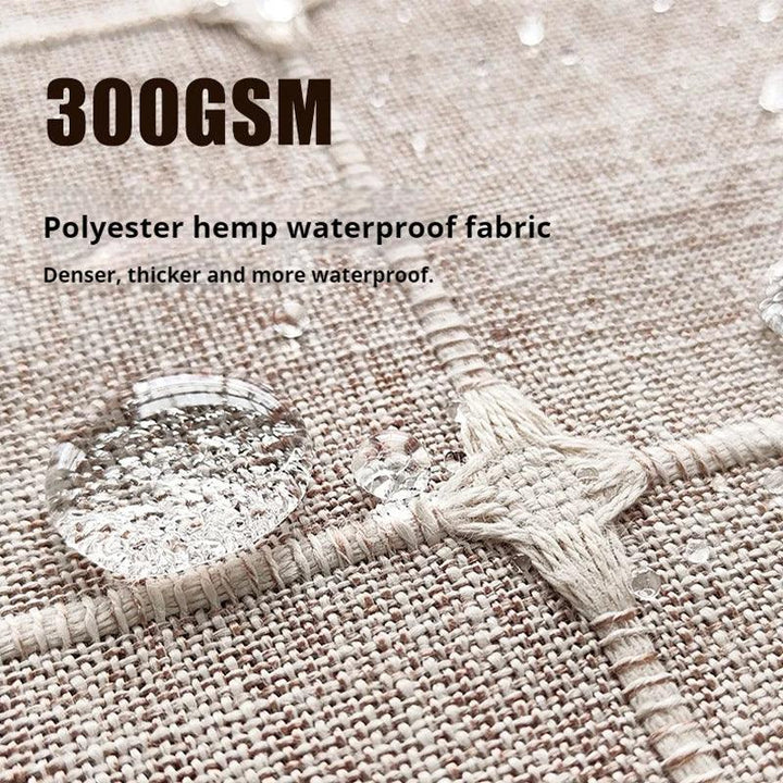 Lisslune | Modern Jacquard Linen Shower Curtain with Tassels (1 pcs) │ For Nordic Bathroom Decoration
