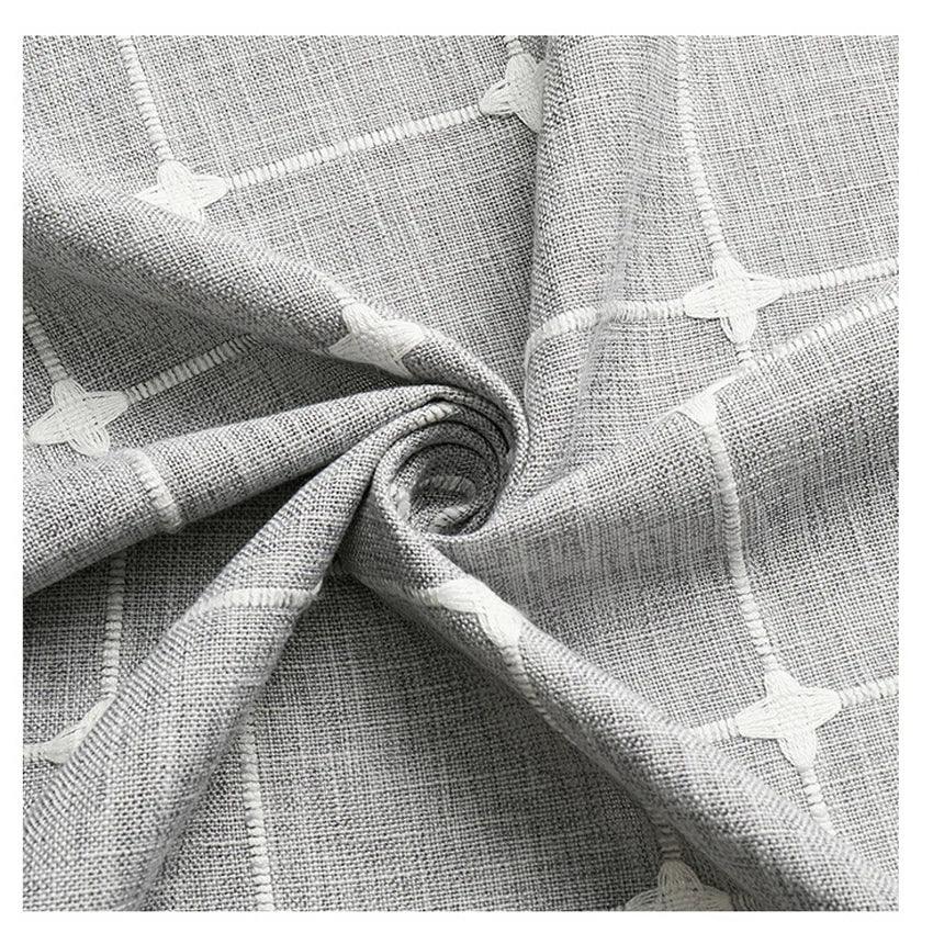 Lisslune | Modern Jacquard Linen Shower Curtain with Tassels (1 pcs) │ For Nordic Bathroom Decoration
