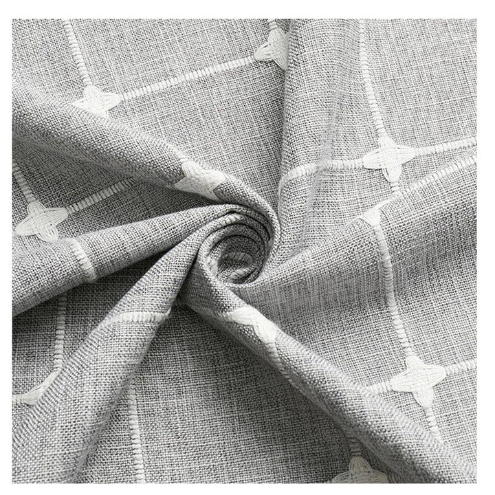 Lisslune | Modern Jacquard Linen Shower Curtain with Tassels (1 pcs) │ For Nordic Bathroom Decoration
