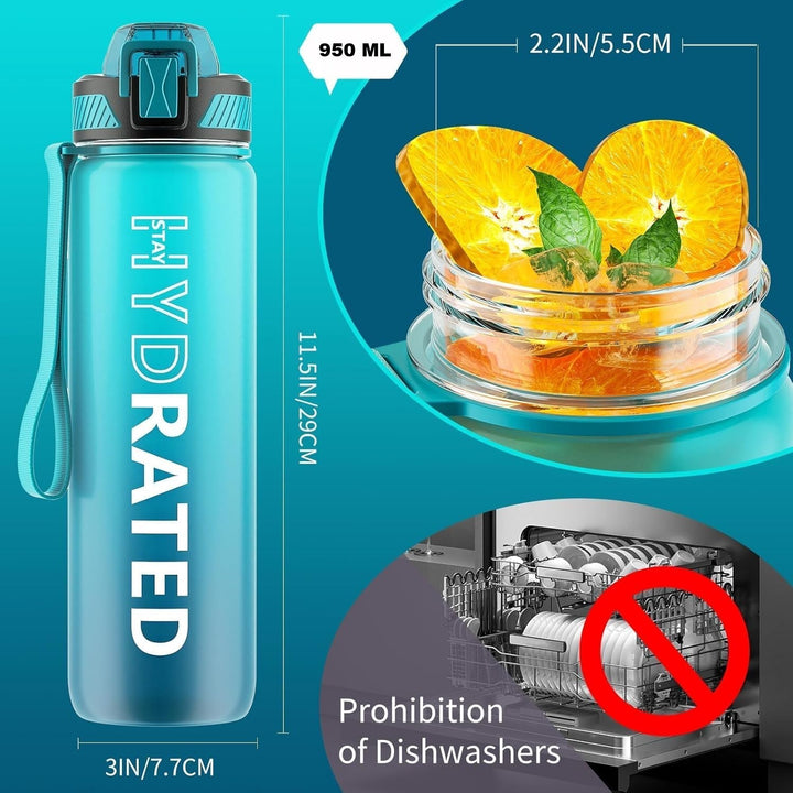 Lisslune | Motivational Leak-proof Bottle with Straw - Sports Bottle
