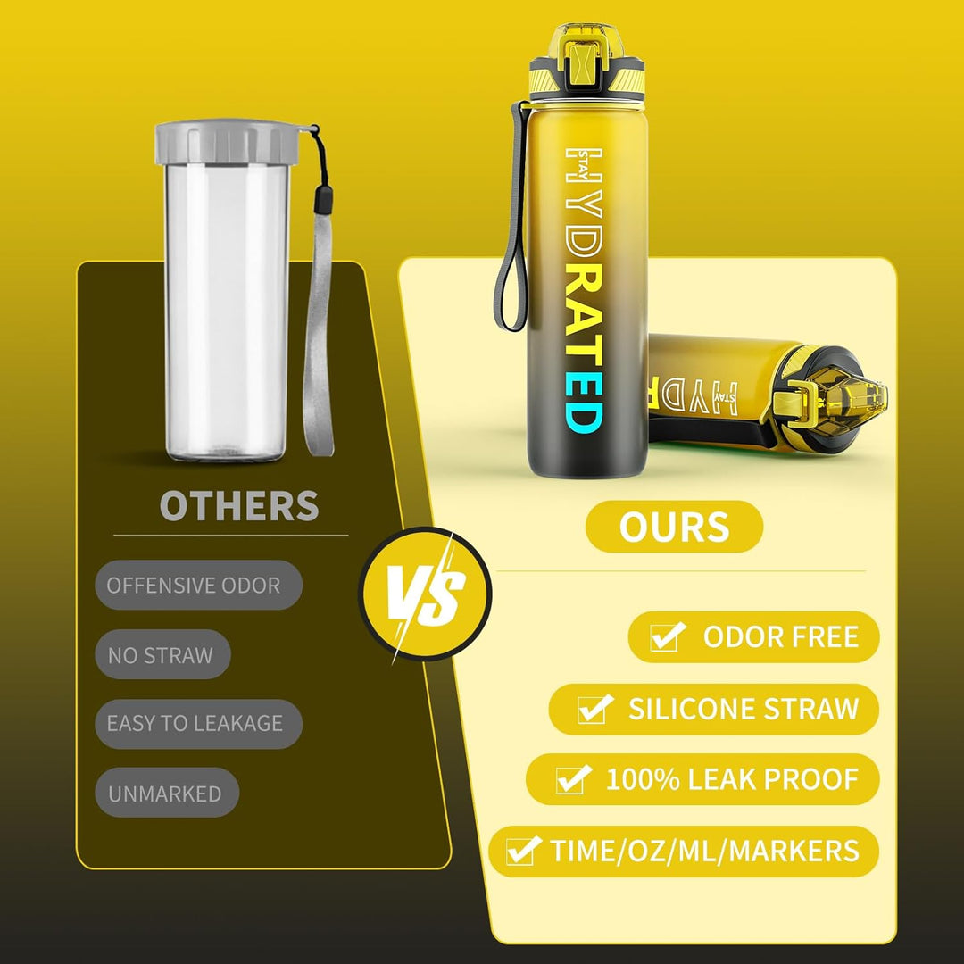 Lisslune | Motivational Leak-proof Bottle with Straw - Sports Bottle