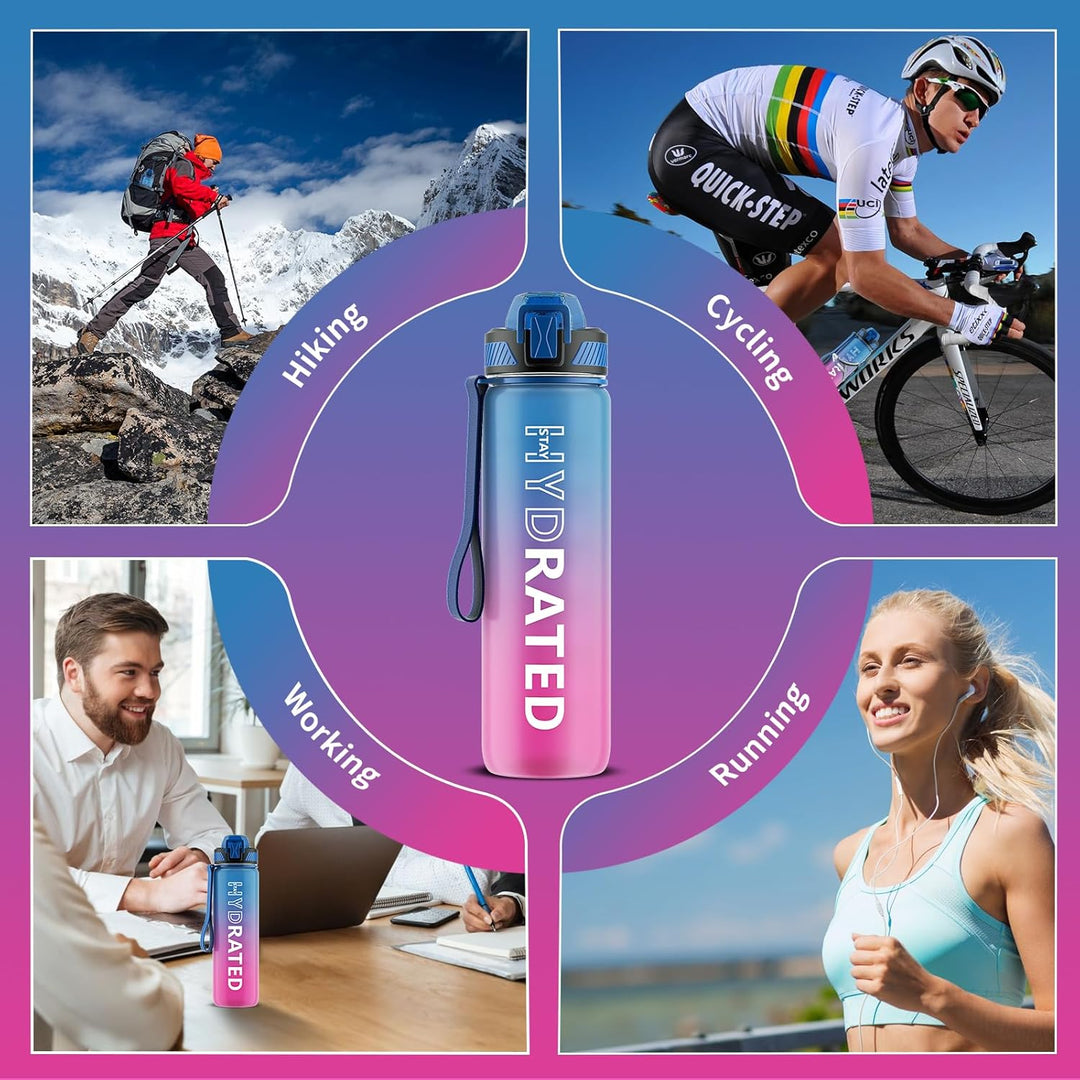 Lisslune | Motivational Leak-proof Bottle with Straw - Sports Bottle