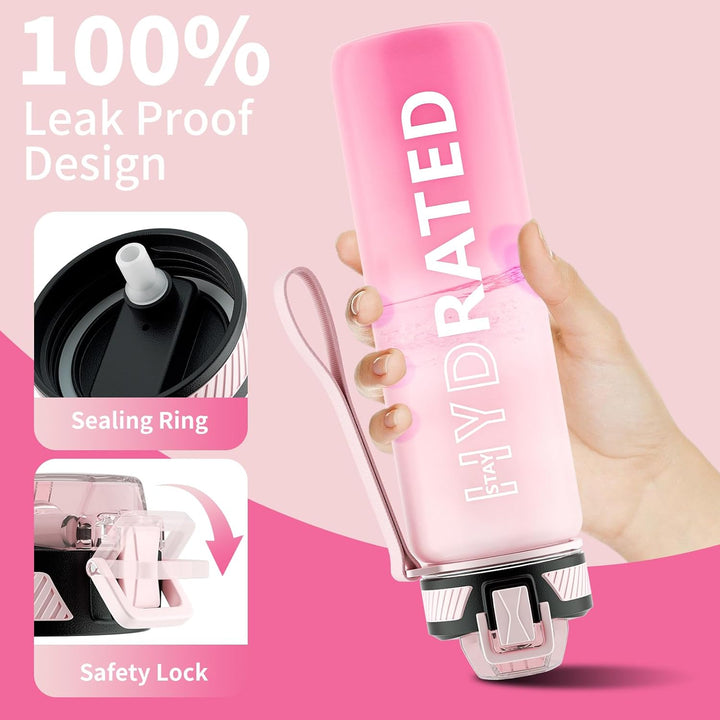Lisslune | Motivational Leak-proof Bottle with Straw - Sports Bottle