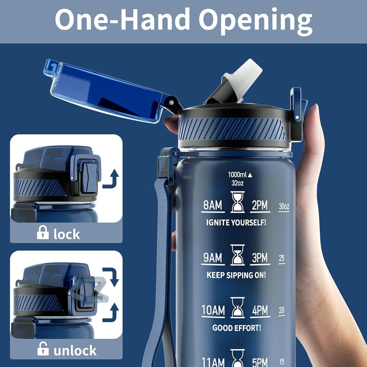 Lisslune | Motivational Leak-proof Bottle with Straw - Sports Bottle