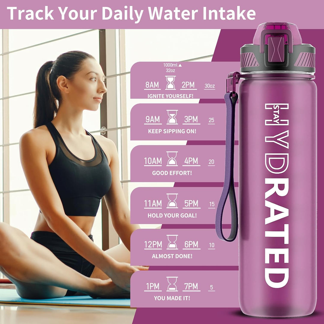 Lisslune | Motivational Leak-proof Bottle with Straw - Sports Bottle