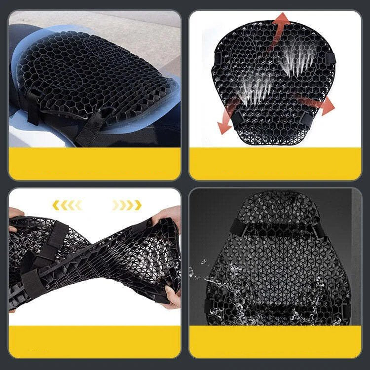 Lisslune | HoneyRide – 3D Honeycomb Shock-Relief Motorcycle Seat Cushion