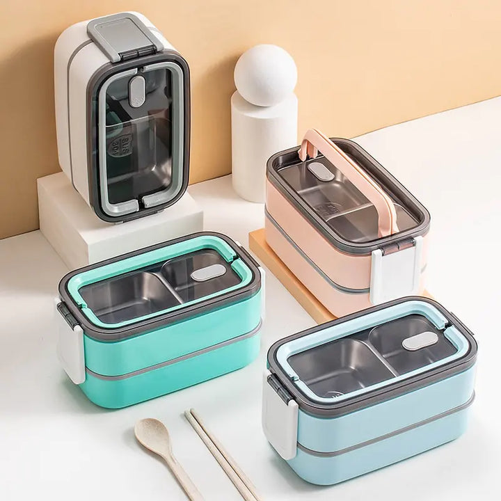 Lisslune | 2-layer stainless steel Bento lunch box with locking lid