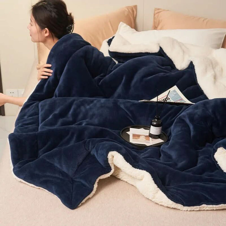 Lisslune | Reversible Sherpa Fleece Blanket for Bed and Sofa