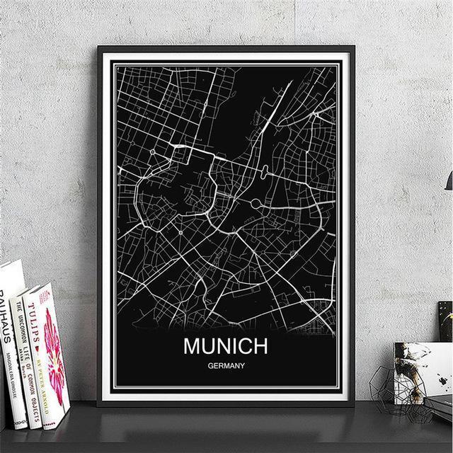 Lisslune | City map Munich Oil painting