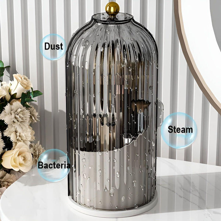 Lisslune | Beauty SpinMate – 360° Rotating Makeup Brush Holder & Cosmetic Organiser with Dustproof Lid