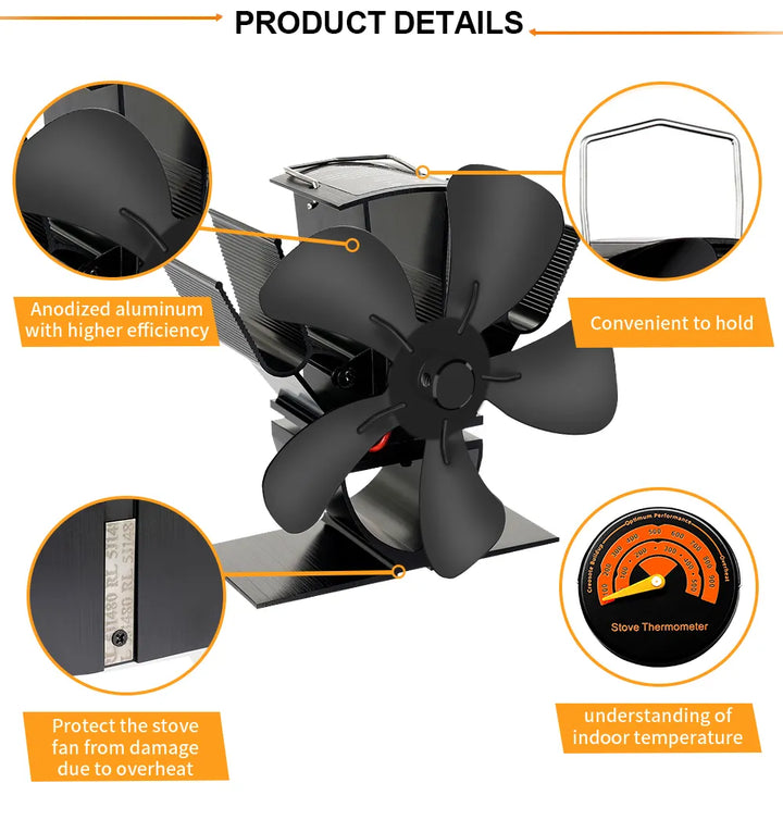 Lisslune | Best Wood Burner Stove Fan for Log Burning Fire Stove