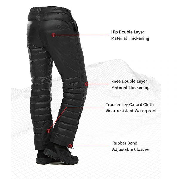 Lisslune | Premium Outdoor Thermal Goose Down Trousers – Waterproof & Windproof Winter Pants for Hiking, Camping & Skiing