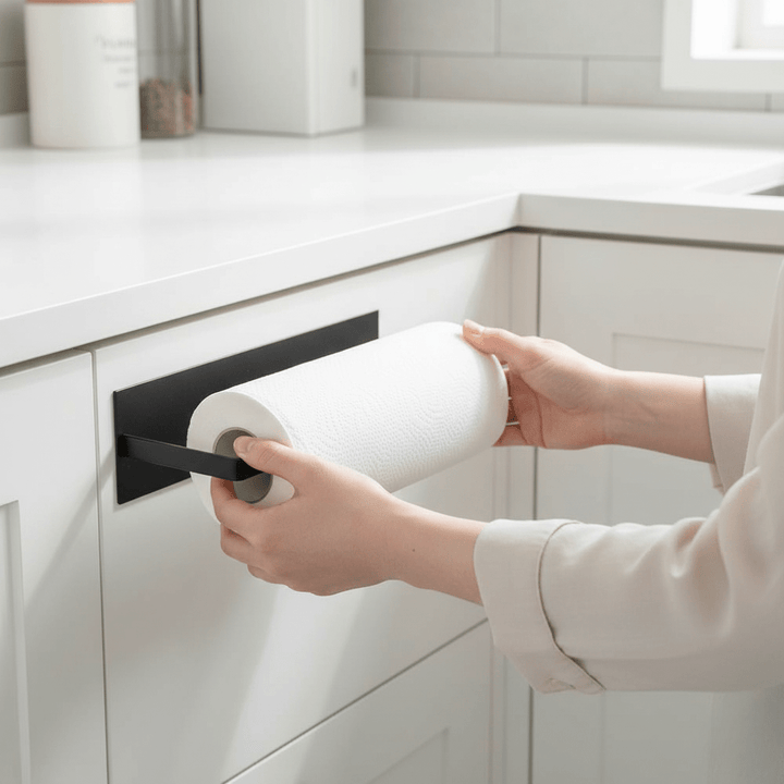 Lisslune | NeatHold – Space-Saving Mounted Paper Towel Holder with Durable Iron Design
