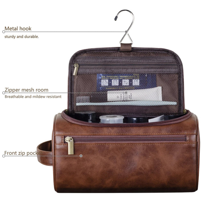 Lisslune | TravelTrek Luxury Bag – Leather Toiletry Bag with Waterproof Lining and YKK Zippers