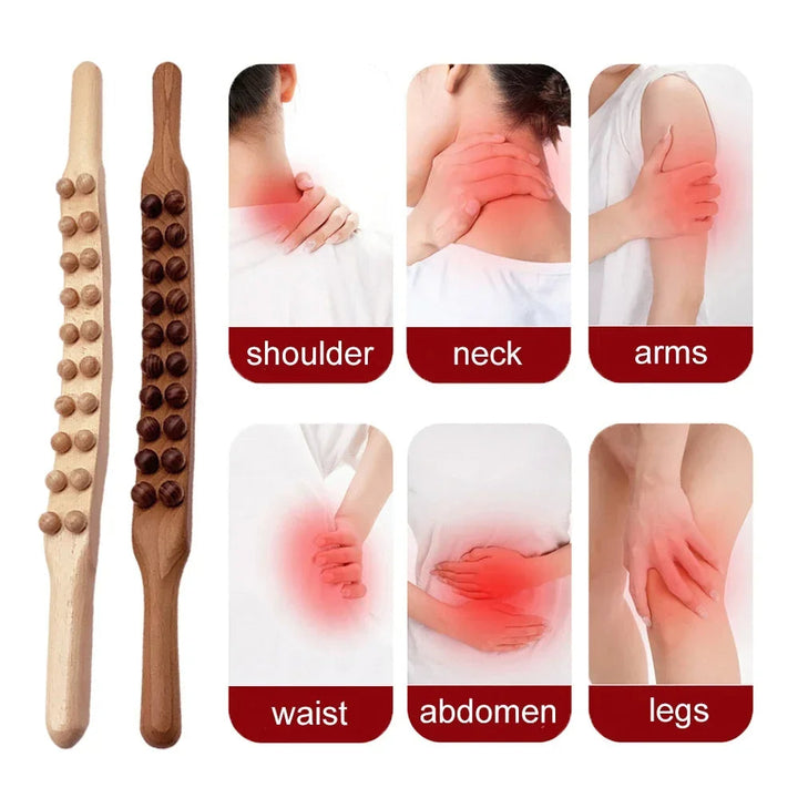 Lisslune | WoodRelax Gua Sha Massage Stick – 60 cm Massage Tool Made of Natural Wood for Deep Muscle Relaxation