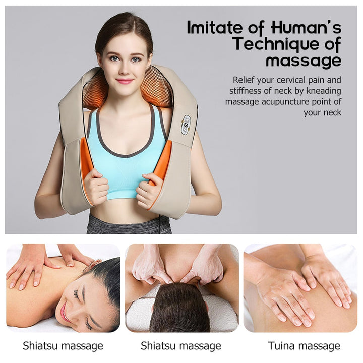 Lisslune | RelaxPro Massage Cushion – Shiatsu Heat Cushion for Neck, Shoulders, and Back