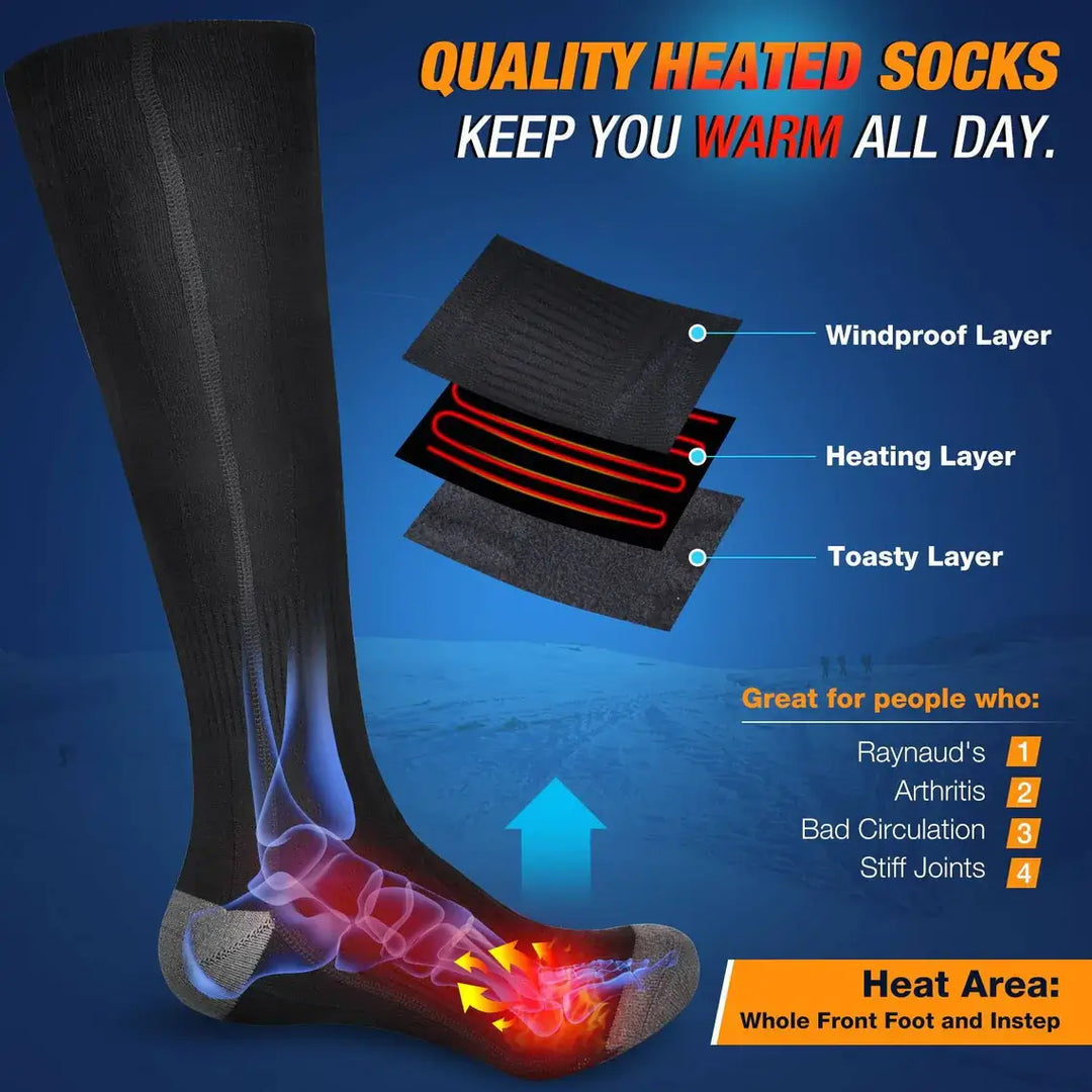 Lisslune | Heated Electric Rechargeable Battery Warm Socks Men and Women for Ski