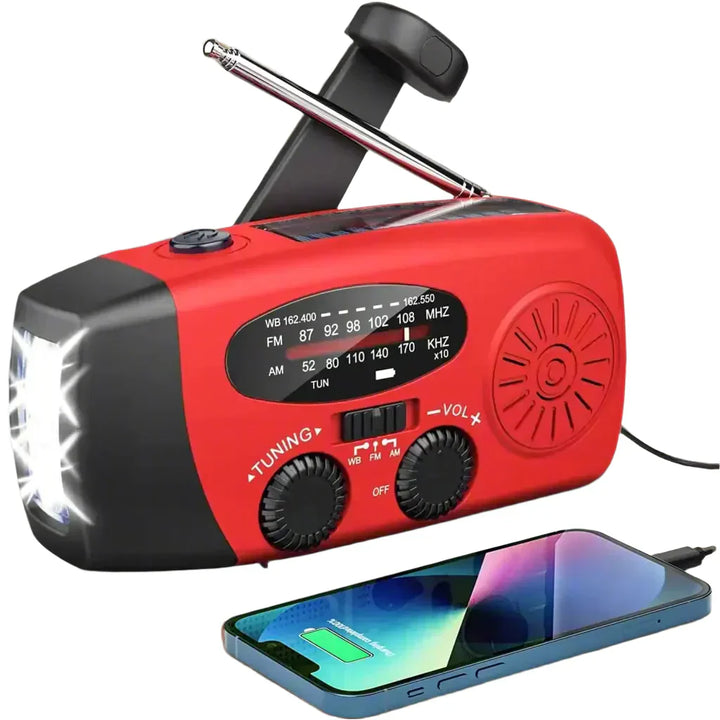 Lisslune | Emergency Solar Radio with Crank – Portable Dynamo Radio with Power Bank & LED Flashlight