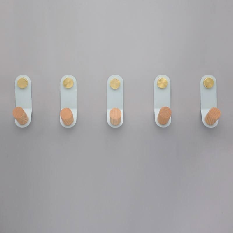Lisslune | Scandinavian Pastel Wall Hook with Oak & Brass