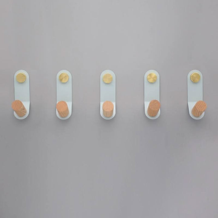 Lisslune | Scandinavian Pastel Wall Hook with Oak & Brass