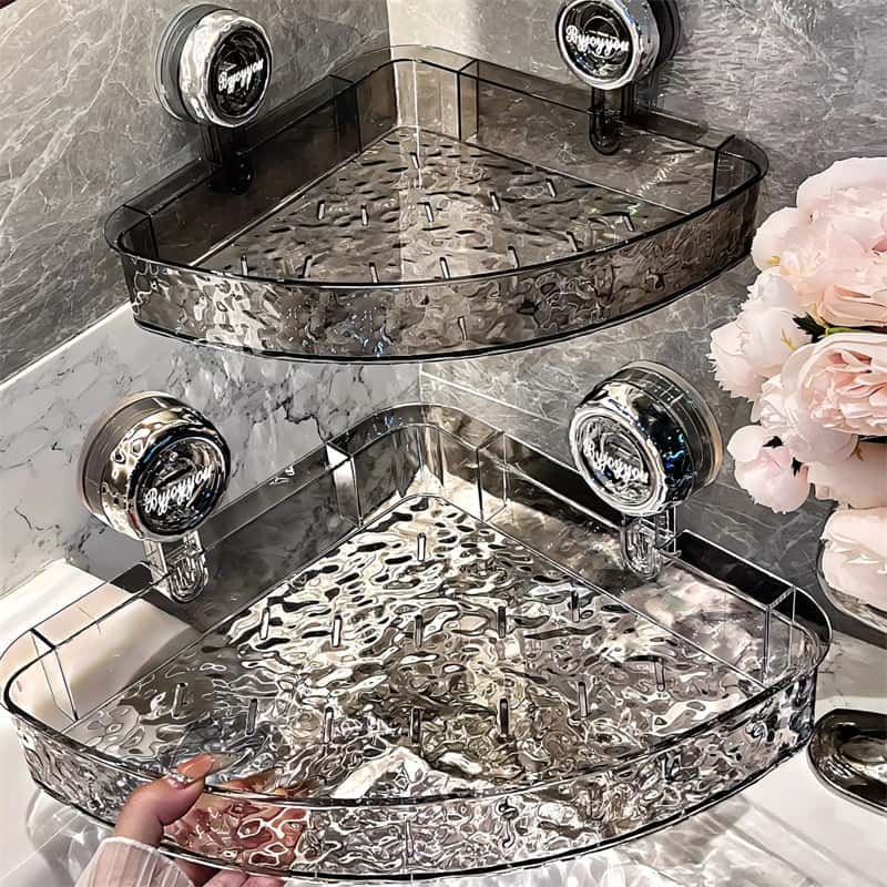Lisslune | NordicGrip Wall Shelf – No-Drill, Suction Cup Mounted Organizer for Bathroom, Kitchen, and Office